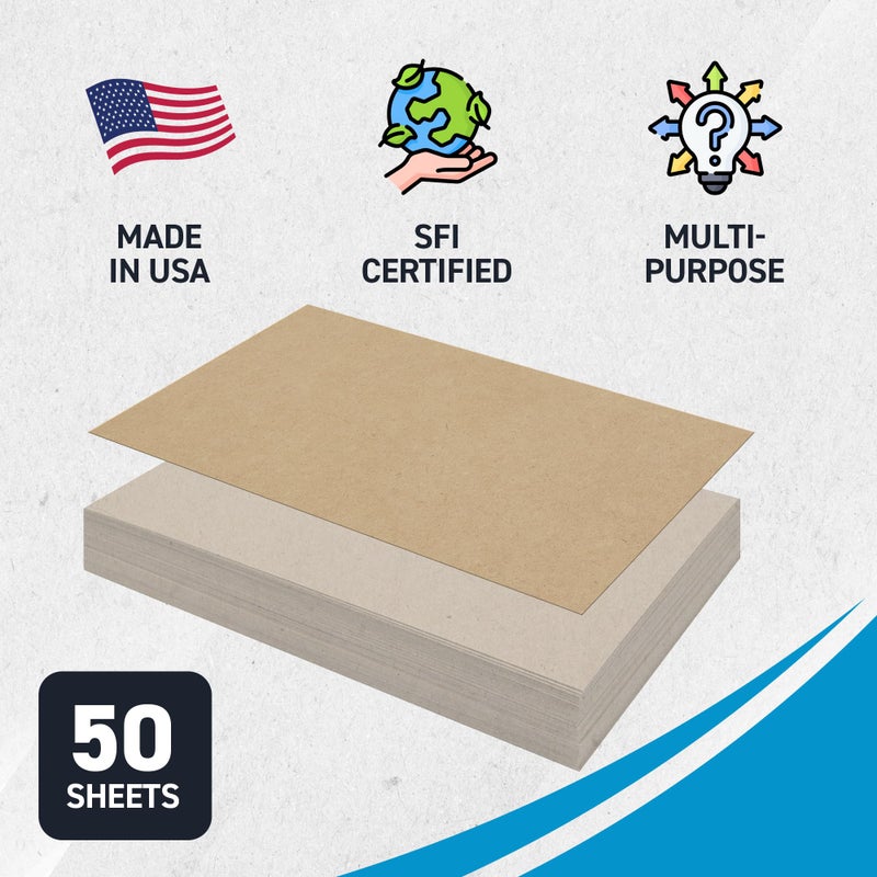 MagicWater Supply MagicWater Chipboard Sheet for DIY Projects - 11x17 Inch - 50 Pack - 22 pt - Heavy Duty Kraft (0.020 Inch Thick) Paperboard, For Scrapbooking, Books, Picture Frame Backing, Arts Project & Crafts - Image 3